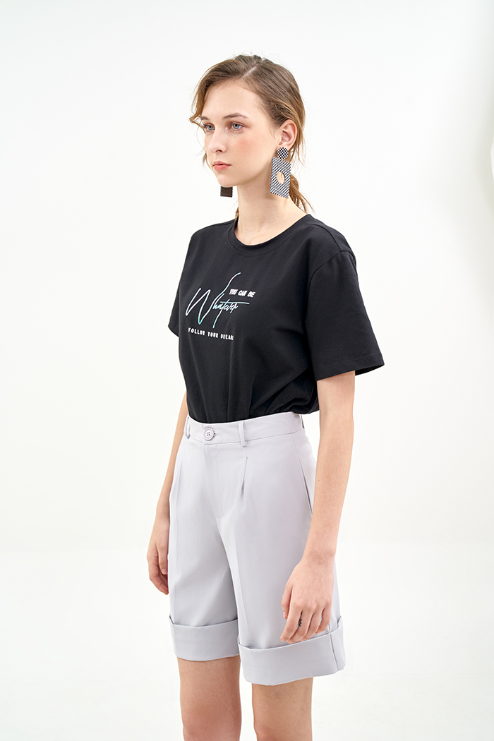 Quần short ống rộng lật lai