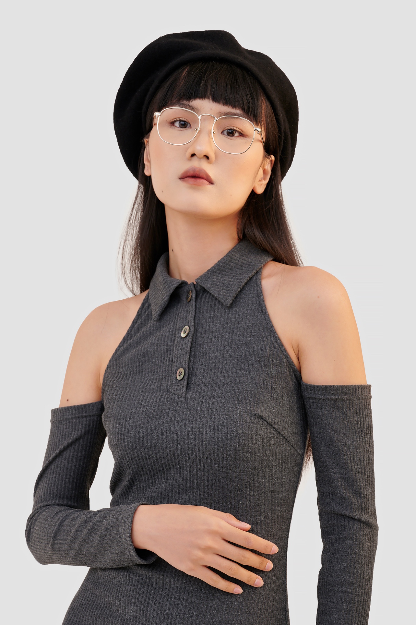 Đầm knit cutout vai