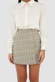  Váy skort caro nhấn dây kéo 