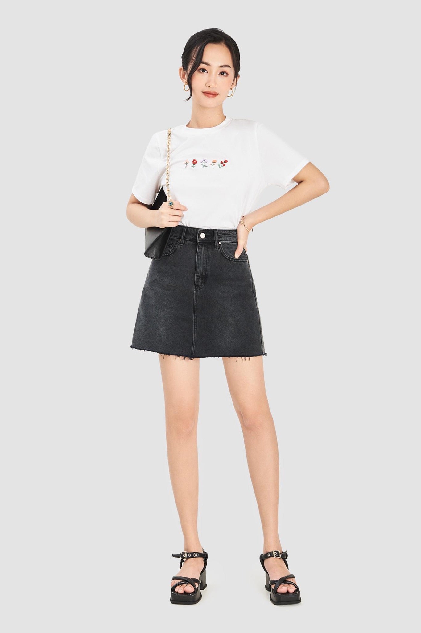 Váy jeans mini basic