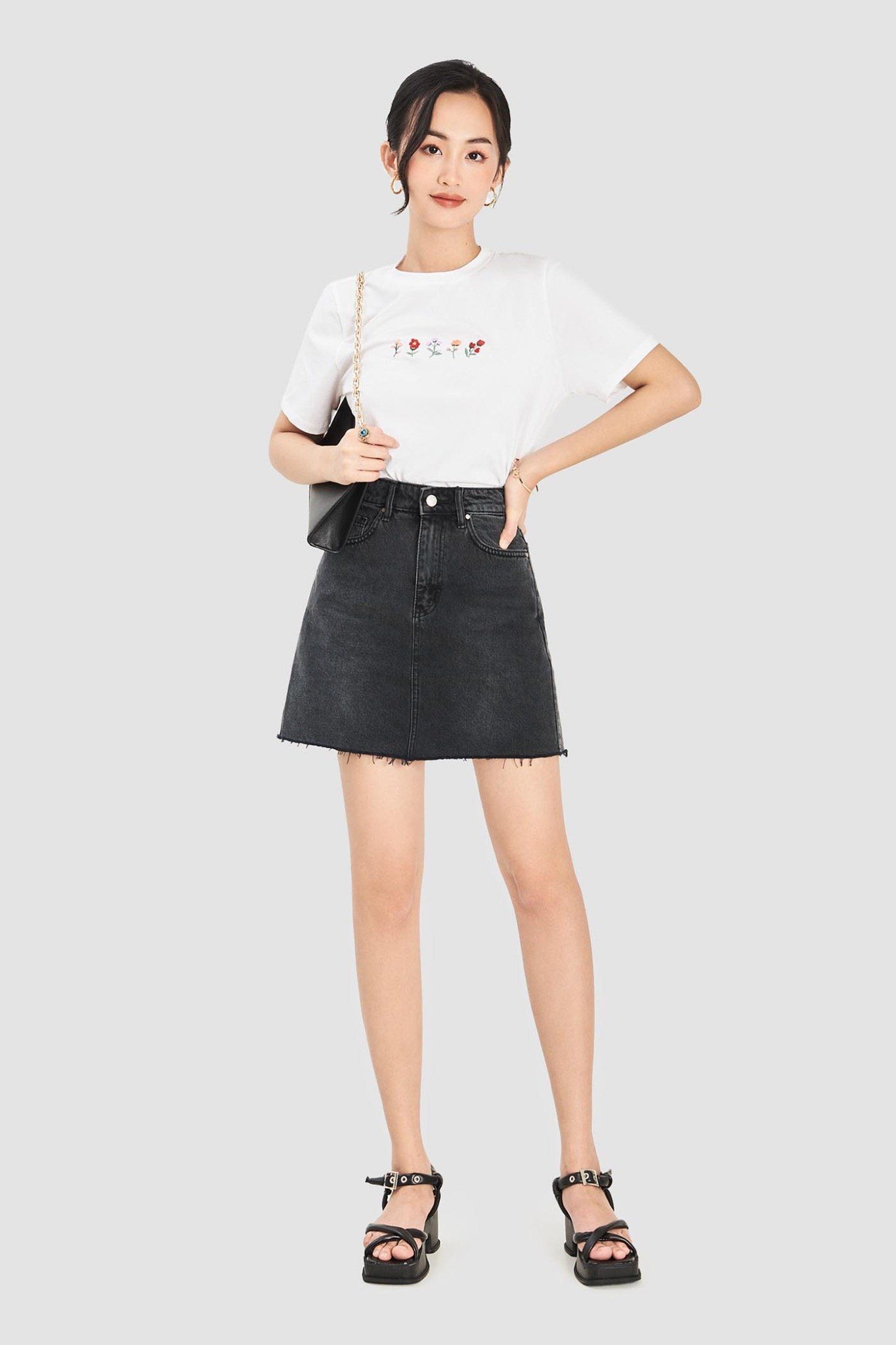  Váy jeans mini basic 