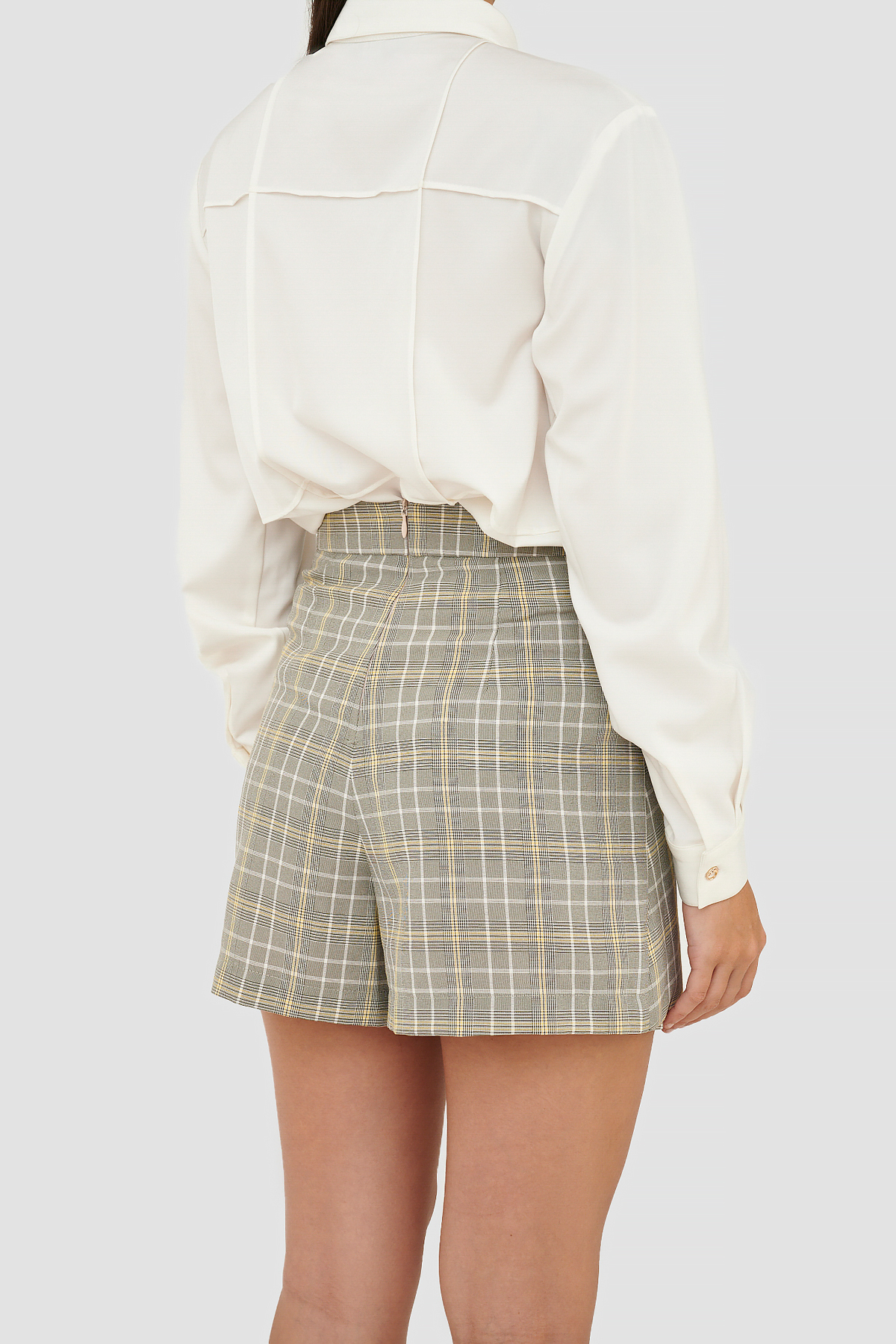 Váy skort caro nhấn dây kéo