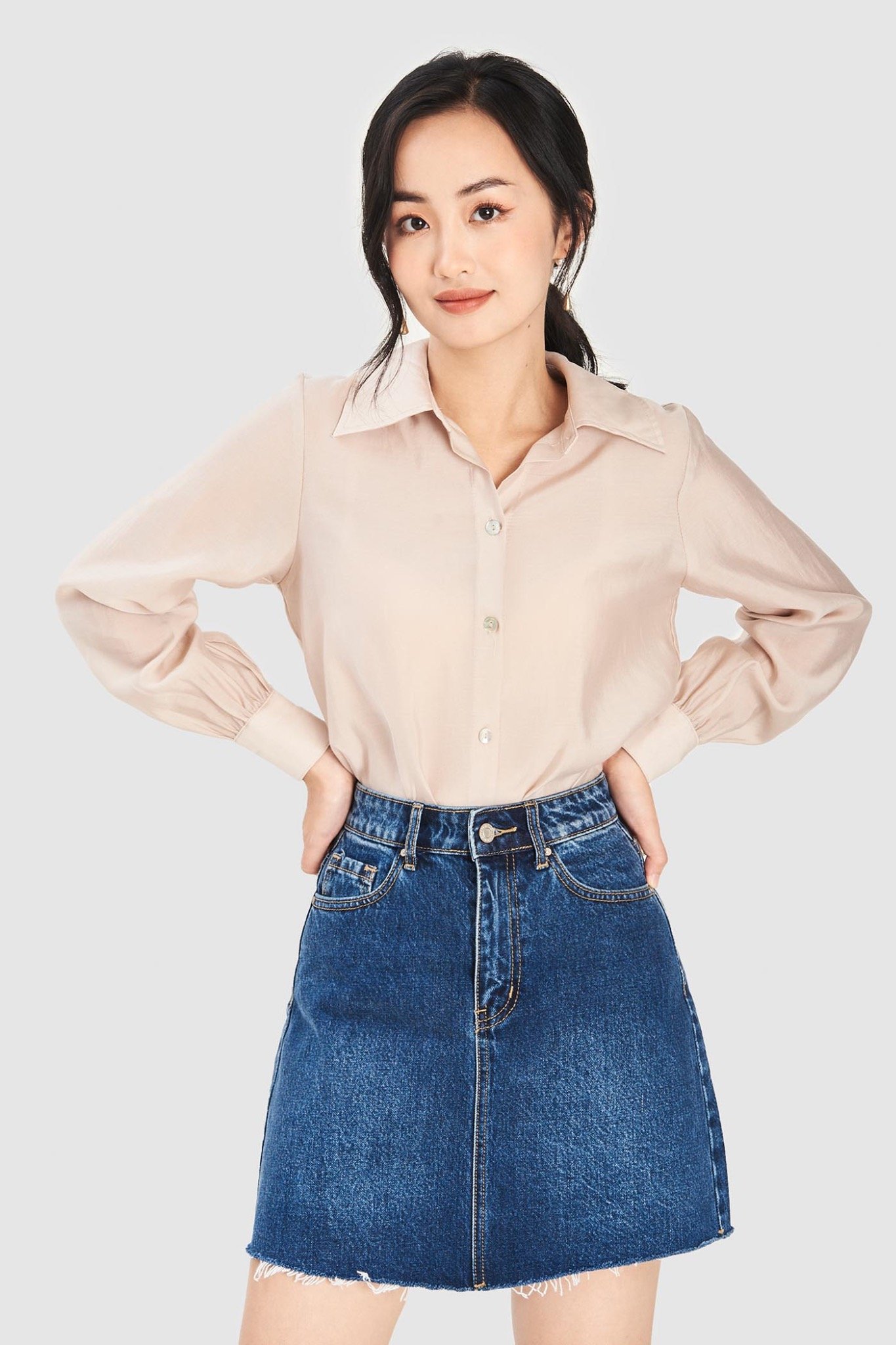 Váy jeans mini basic