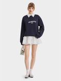  Áo sweater phối cổ sơ mi in chữ 