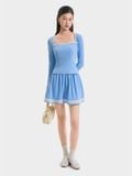  Váy thun mini form A phối viền 
