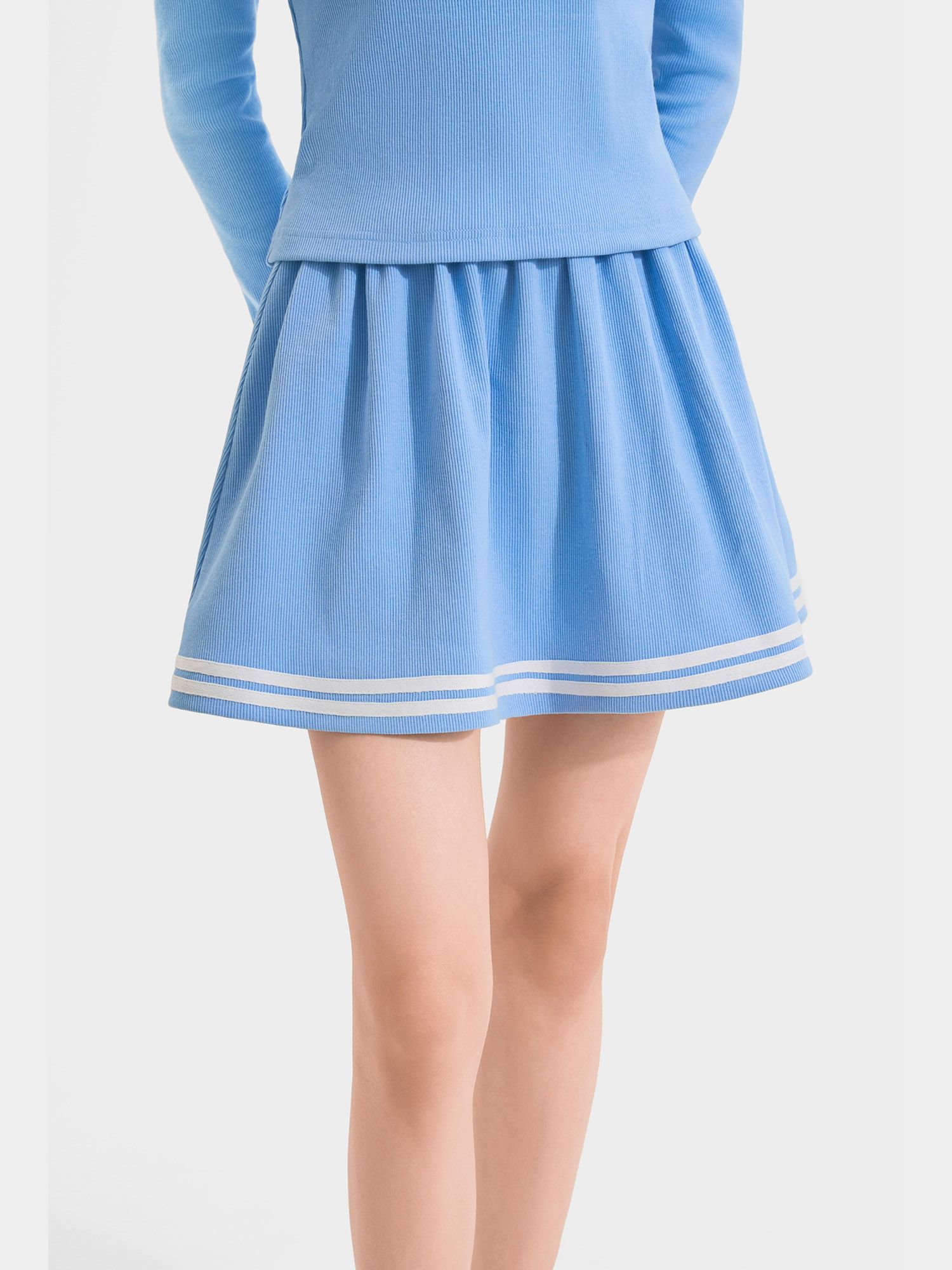  Váy thun mini form A phối viền 