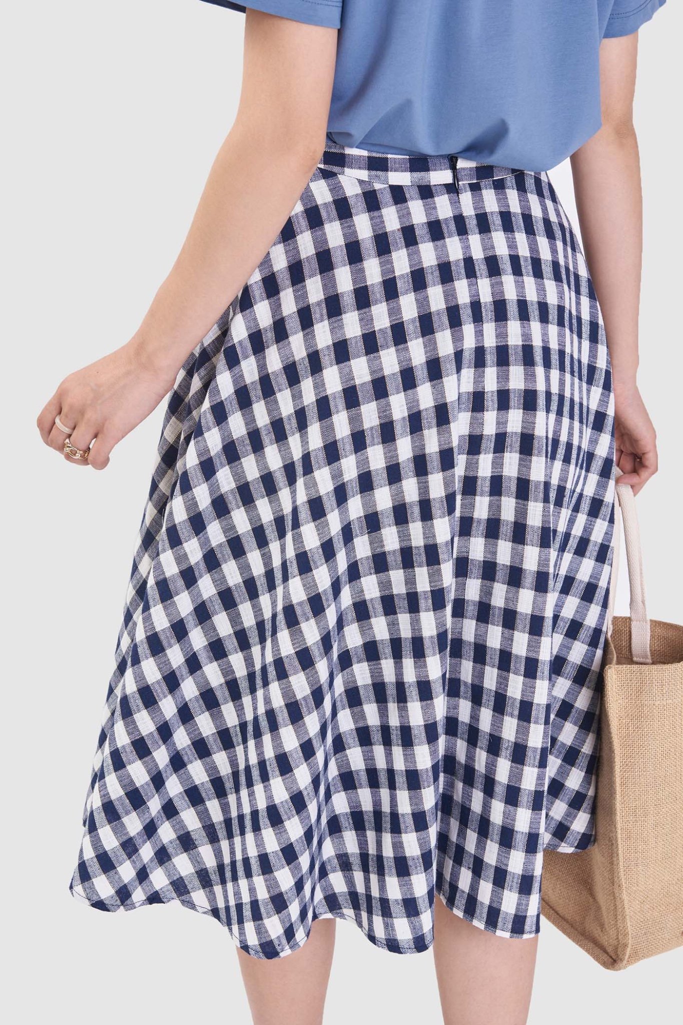 Váy midi họa tiết caro gingham