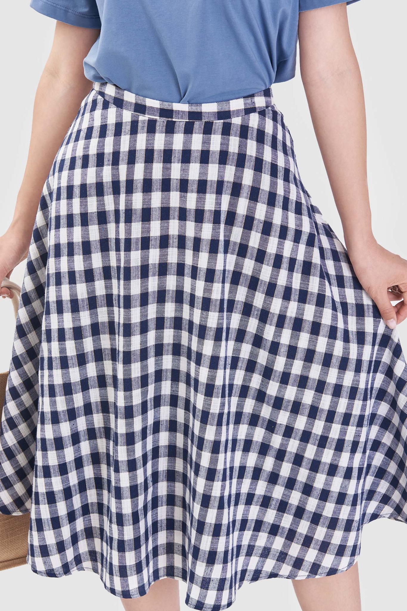 Váy midi họa tiết caro gingham