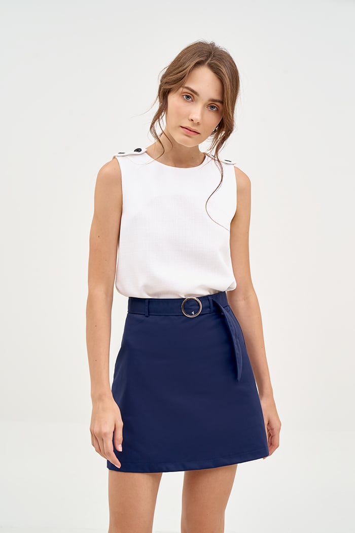 Váy A khaki basic kèm nịch fall19