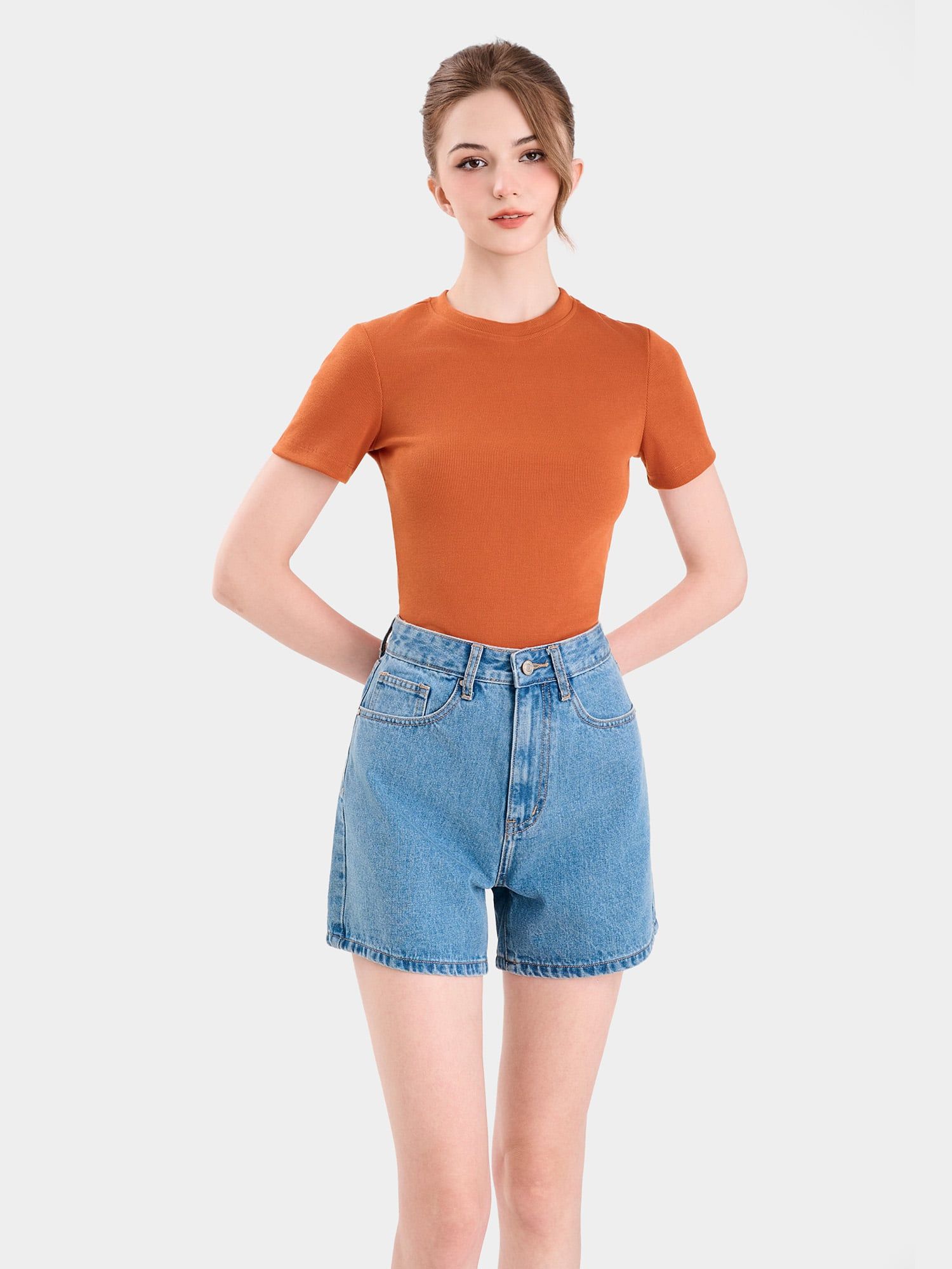  Quần short jean form basic 2 túi 