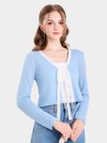  Áo cardigan phối viền thắt nơ 