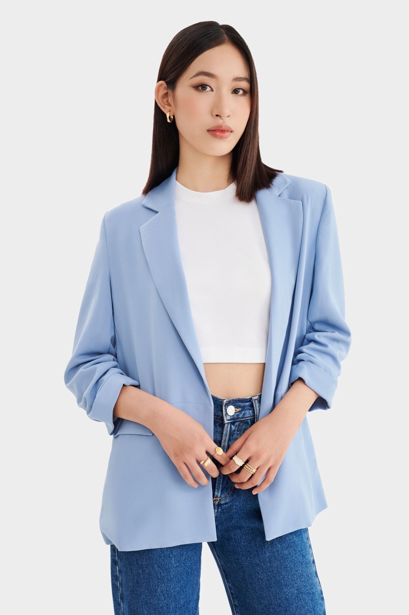 Áo blazer nhún xắn tay cách điệu