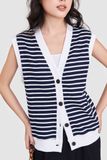  Áo khoác gile sọc ngang cài nút 