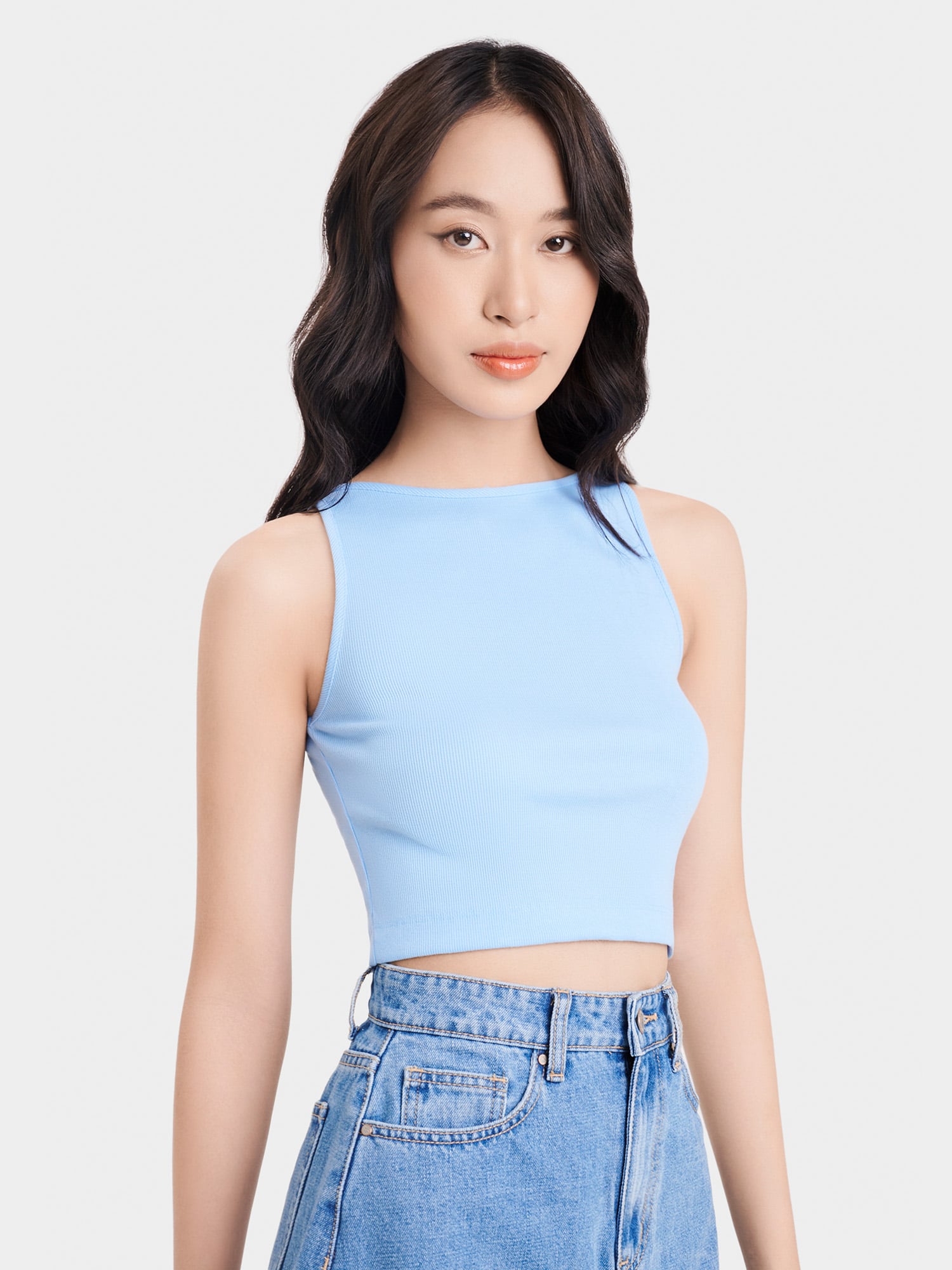 Áo thun crop 3 lỗ cổ thuyền