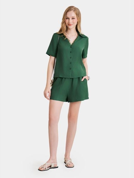  Quần short lưng thun 2 túi dằn li trước 