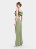  Áo 2 dây croptop phối bèo nhún thun eo 