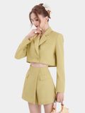  Áo blazer form ngắn tay dài phối túi giả 