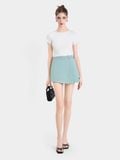  Váy skort đắp chéo xếp li đính nút 