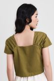  Áo croptop tay ngắn cài nút thân trước 