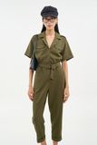  Jumpsuit utility dài lai lật nẹp nút 