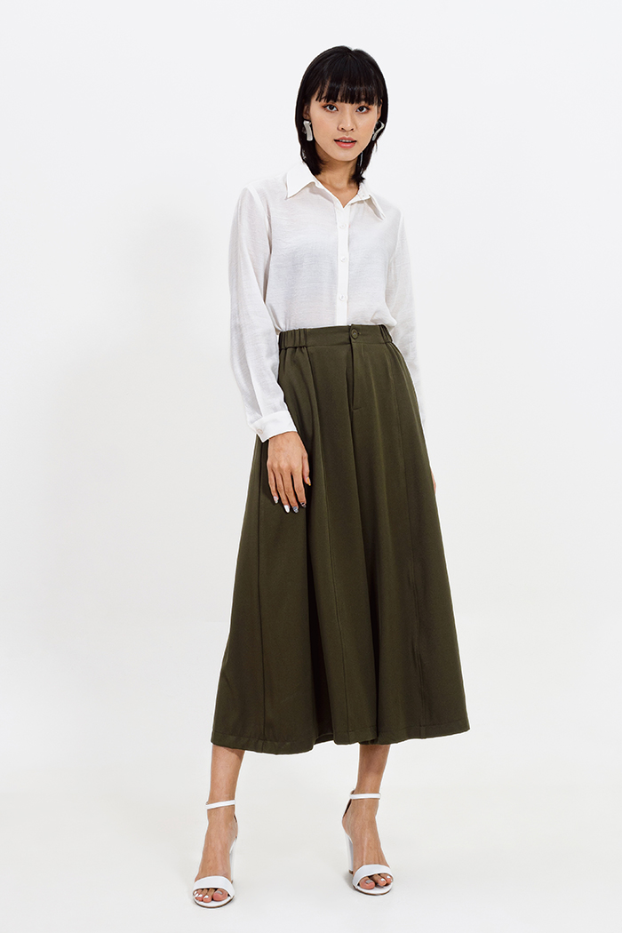 Quần culotte lưng nhún thun