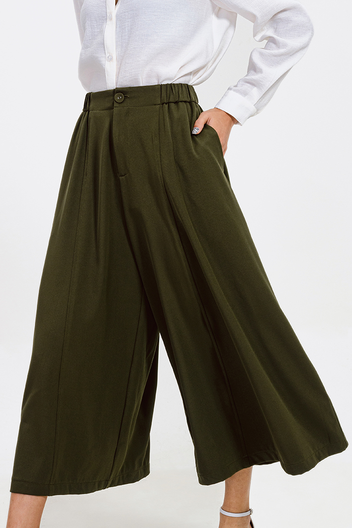 Quần culotte lưng nhún thun