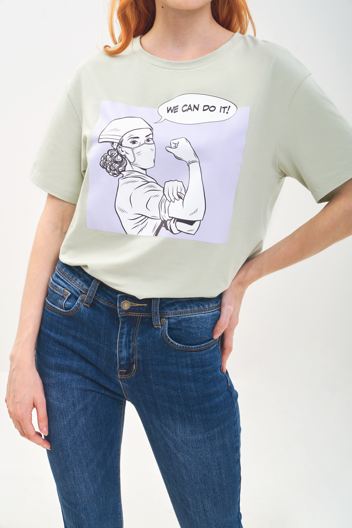 Áo thun relax graphic we can do it
