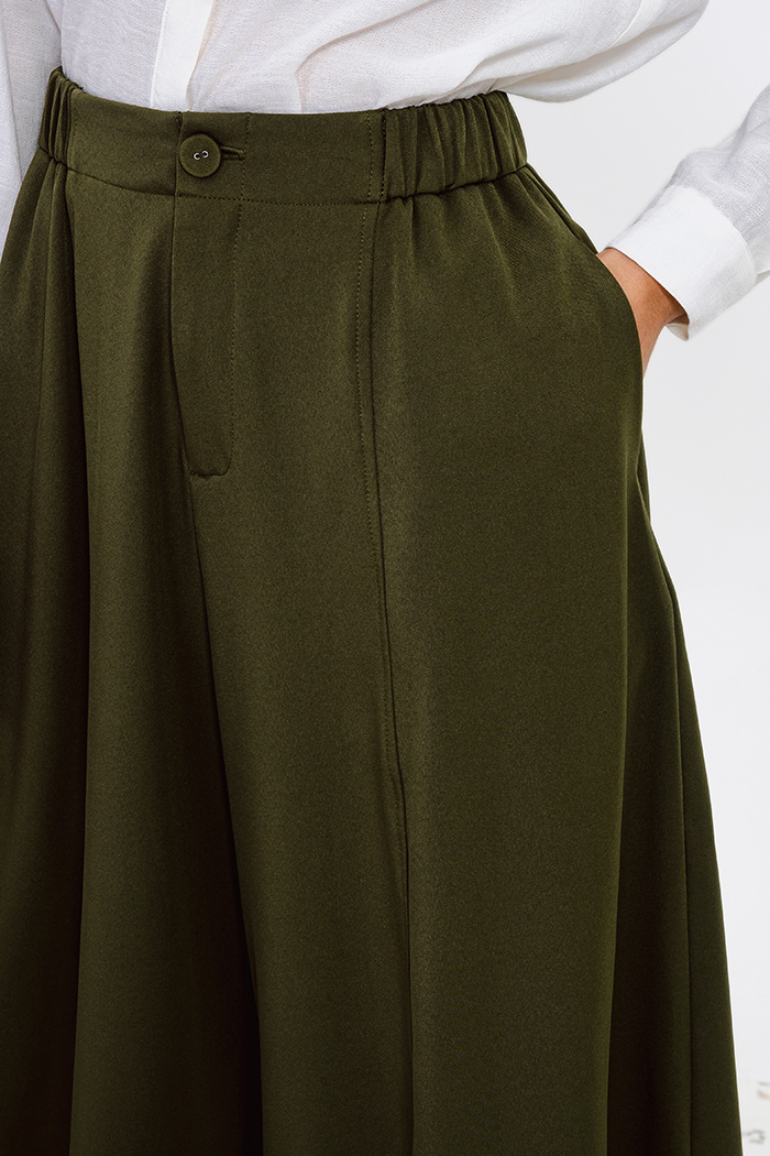 Quần culotte lưng nhún thun
