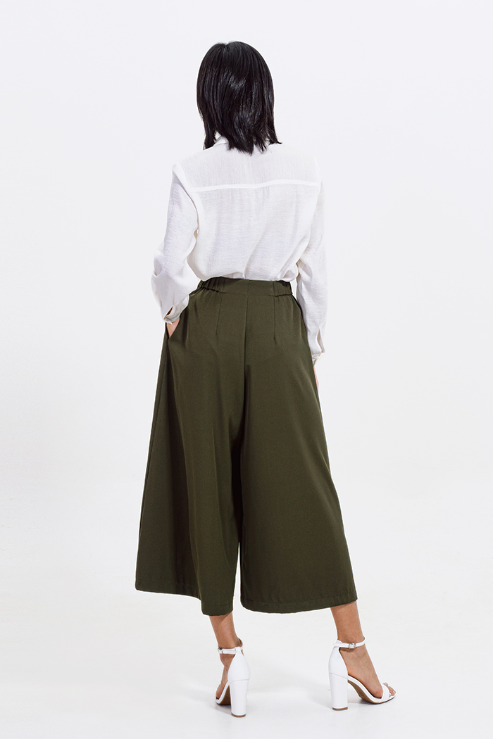 Quần culotte lưng nhún thun