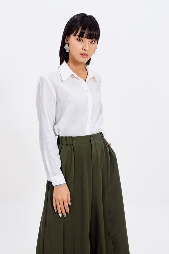 Quần culotte lưng nhún thun