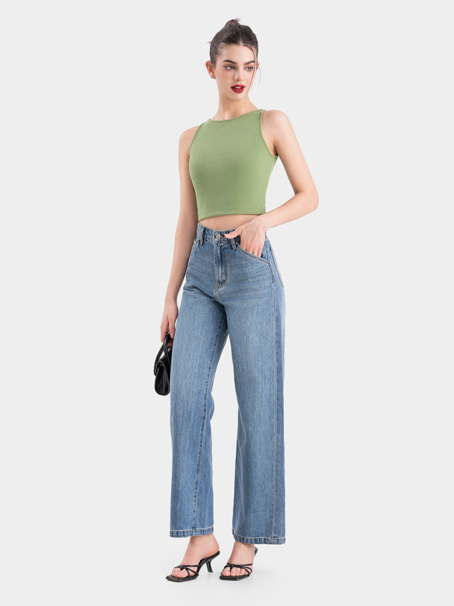 Áo thun crop 3 lỗ cổ thuyền