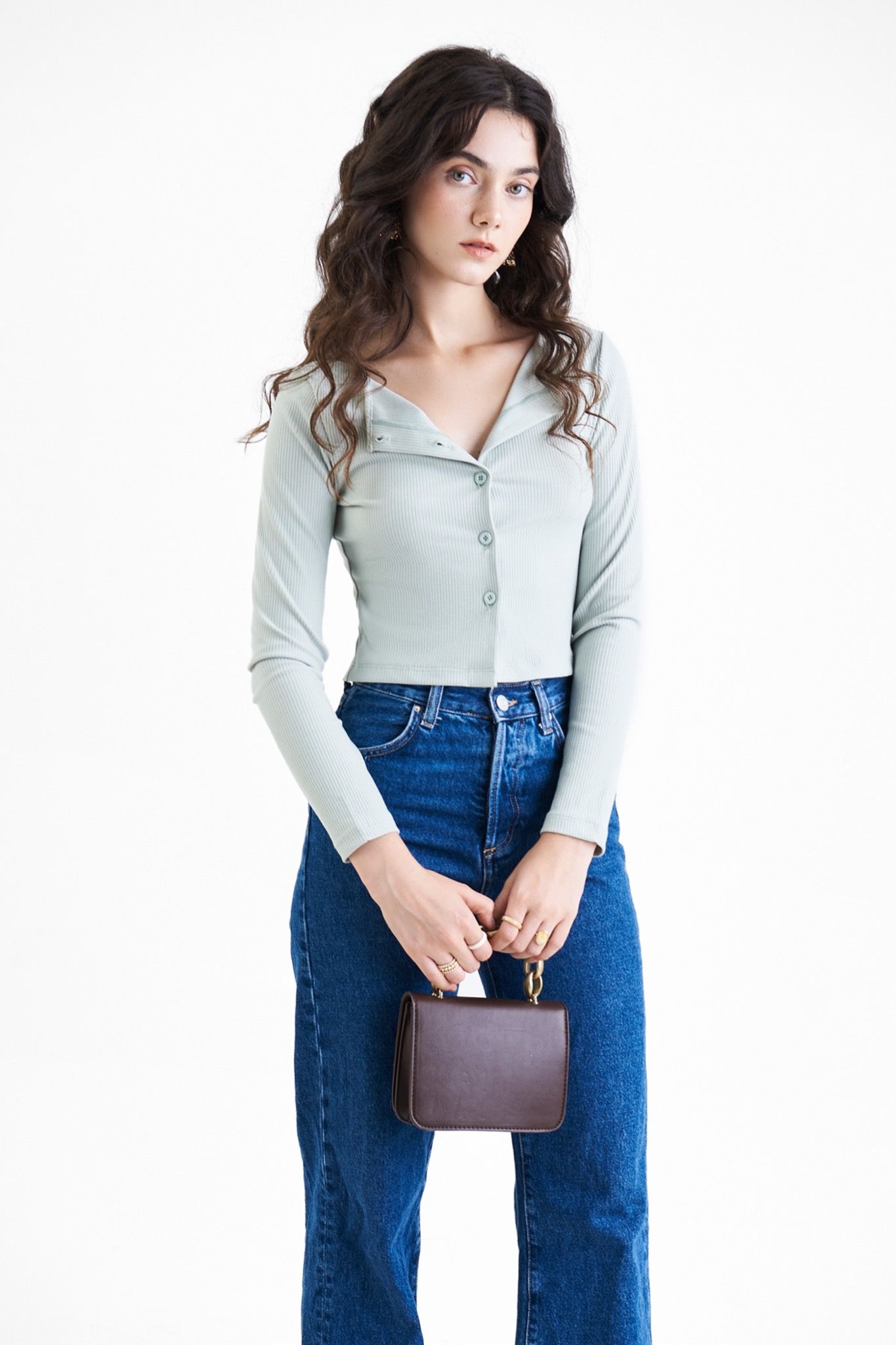  Áo cardigan tay dài cài nút 