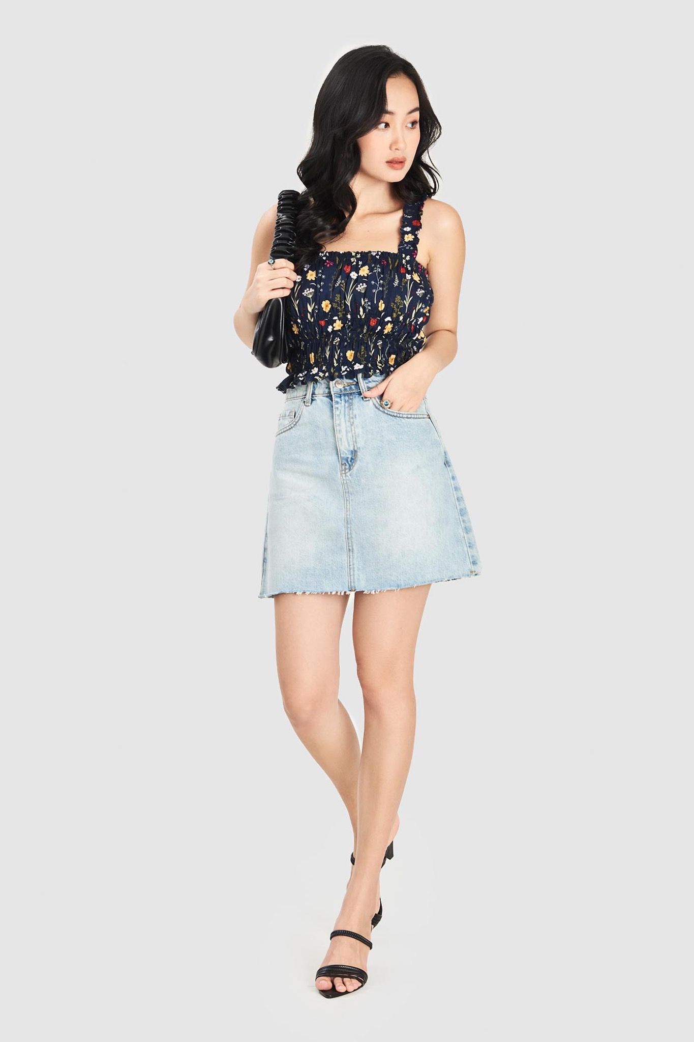  Váy jeans mini basic 