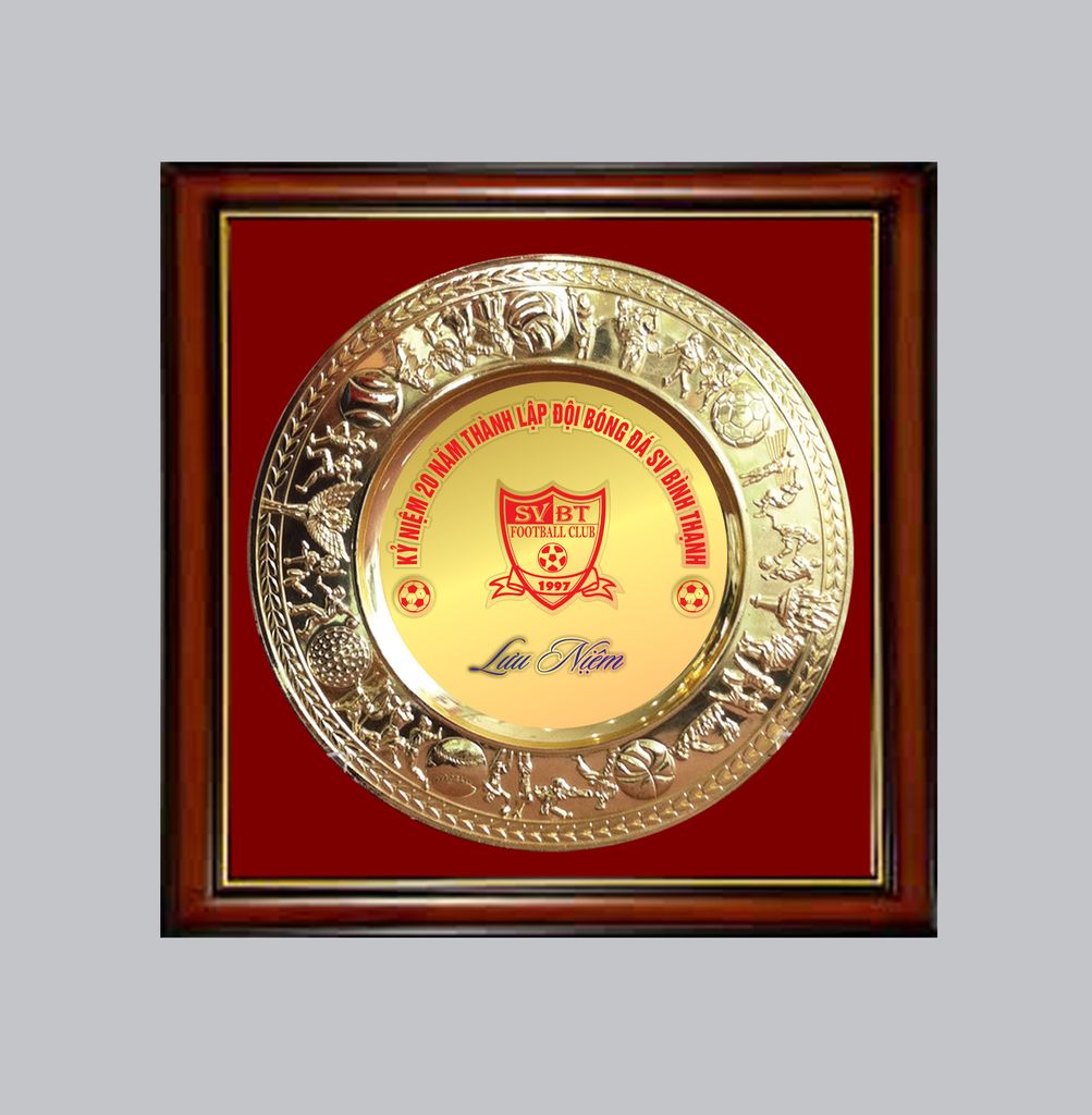 Kỷ niệm chương mặt đồng khung gỗ