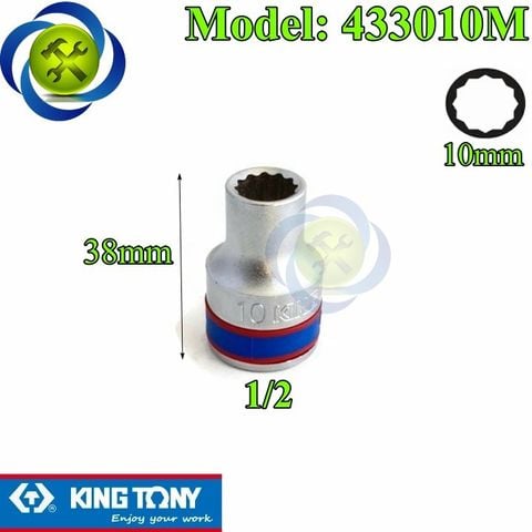 (ĐỦ SIZE) Tuýp 1/2 KINGTONY 4330 loại ngắn 12 cạnh màu trắng