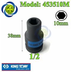 (ĐỦ SIZE) Tuýp 1/2 KINGTONY 4535 loại ngắn 6 cạnh màu đen