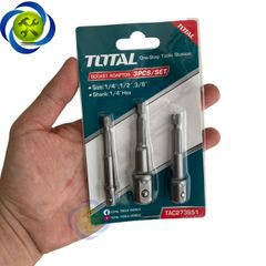 Bộ ba đầu chuyển lục giác sang bulong Total TAC273651 1/2 & 3/8 & 1/4