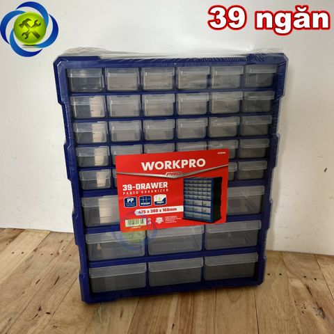 Tủ nhựa đựng linh kiện 39 ngăn Workpro WP283010 kích thước 475x380x160mm