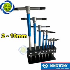 Bộ lục giác chữ T cán trượt, thân xoay Kingtony 23208MR có 8 chi tiết (2-10mm)