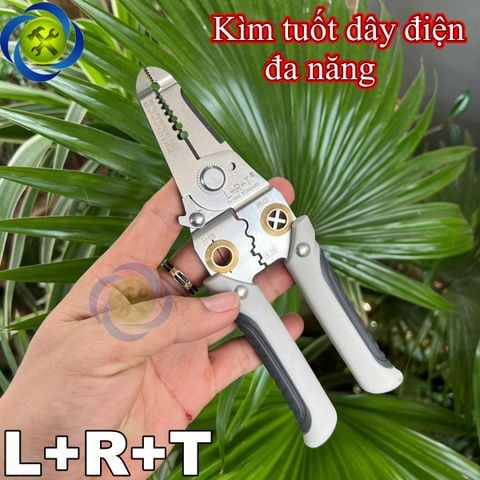 Kìm tuốt dây điện đa năng (cắt -tuốt uốn dây- bấm cos) L+R+T Đài Loan dài 190mm