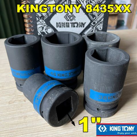 Tuýp 1 inch Kingtony 8435xx loại dài màu đen 6 cạnh (size lẻ 24-65mm) thép CR-MO