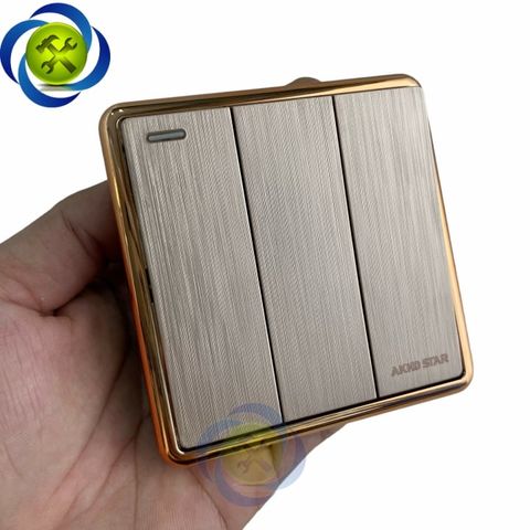 Công tắc ba 1 chiều AKKO STAR 04034 màu vàng đồng