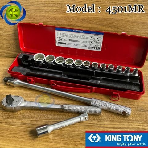 Bộ tuýp 1/2 inch có 15 chi tiết hệ mét Kingtony 4501MR