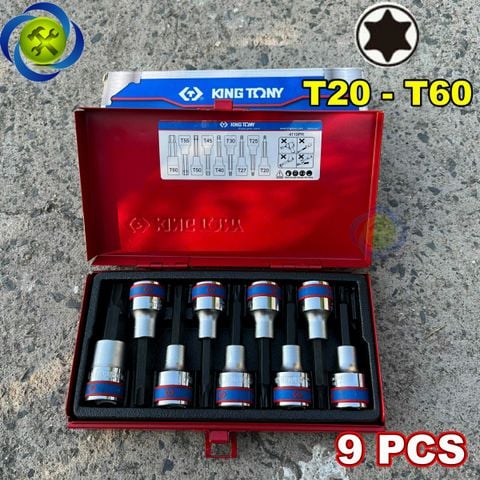 Bộ tuýp đầu sao 1/2 inch 9 chi tiết (T20 - T60) Kingtony 4119PR