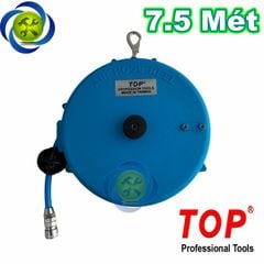 Cuộn dây hơi treo tự rút 7,5m TOP HR-600A ống 8mm x 12mm HỘP NHỰA XANH
