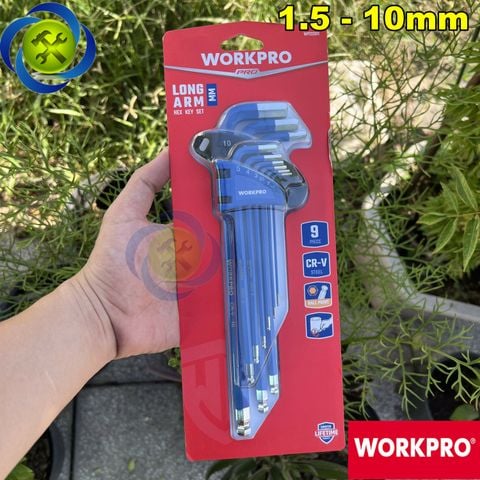 Bộ lục giác đầu bi 9 chi tiết Workpro WP222011 (1.5-10mm) - màu xanh
