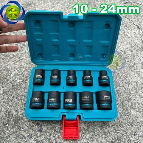 Bộ tuýp đen ngắn TOTAL THISTD12101 loại 1/2 inch có 10 chi tiết (10 - 24mm)