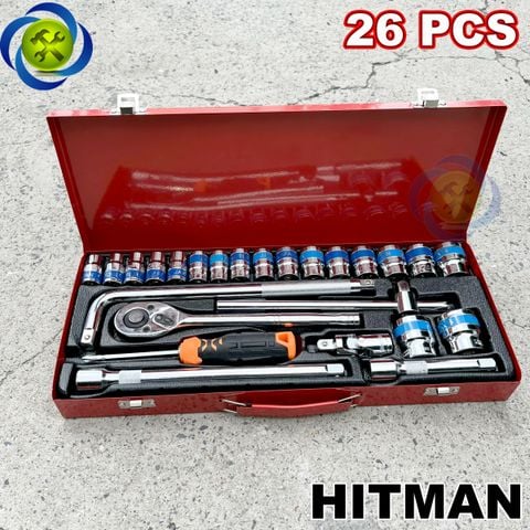 Bộ tuýp 26 chi tiết HITMAN VND1006 (10-32mm) chân đuôi 1/2