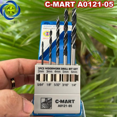Bộ mũi khoan gỗ C-Mart A0121-05 loại 5 cây 2mm-6mm
