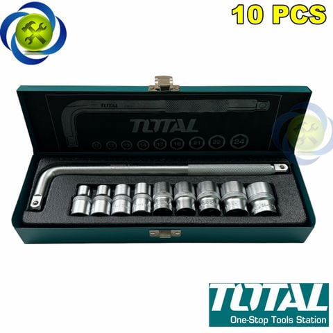 Bộ tuýp 1/2 Total THTL121101 gồm 10 chi tiết trong hộp sắt